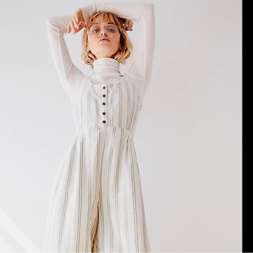 Free People XS Size 0 Stripy Tie One-Piece Jumpsuit Jumper - Picture 4 of 6